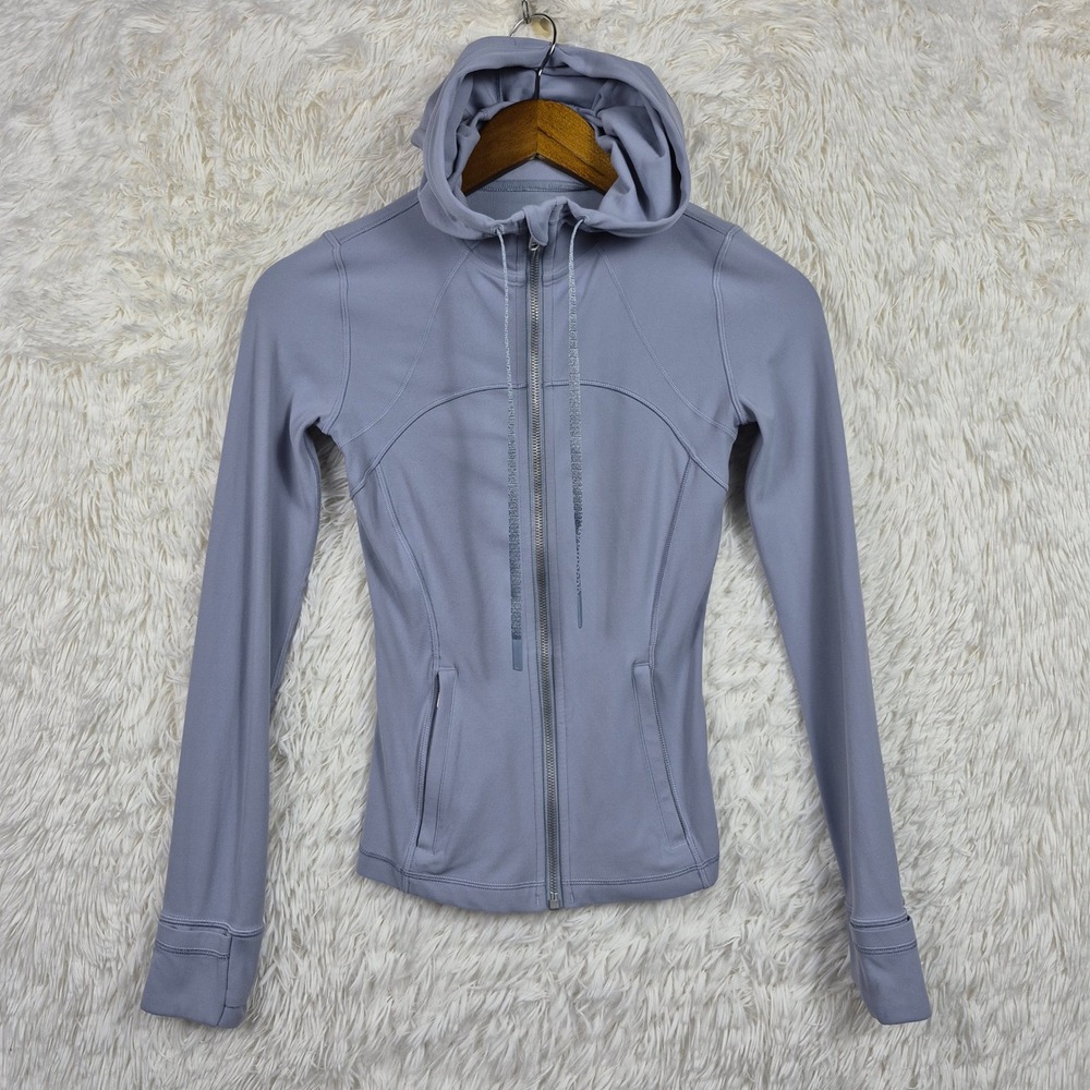 Lululemon Hooded Define Jacket Nulu Lavender Grey Size 2 Slim Fit Zip Up